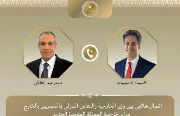 اتصال
      هاتفي
      بين
      وزير
      الخارجية
      ونظيره
      البريطانى