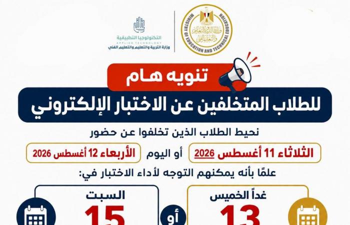 بالبلدي : تنويه
      مهم
      للطلاب
      المتقدمين
      لمدارس
      التكنولوجيا
      التطبيقية
      المتخلفين
      عن
      موعد
      الاختبار
      الإلكتروني
