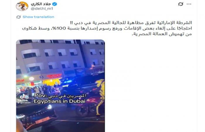 بالبلدي: تداول مقاطع فيديو مزعومة لـ"احتجاجات مصريين في دبي".. ما حقيقتها؟