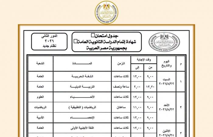 بالبلدي : تنطلق
      السبت..
      ننشر
      جدول
      امتحانات
      ملاحق
      الثانوية
      العامة
      2026