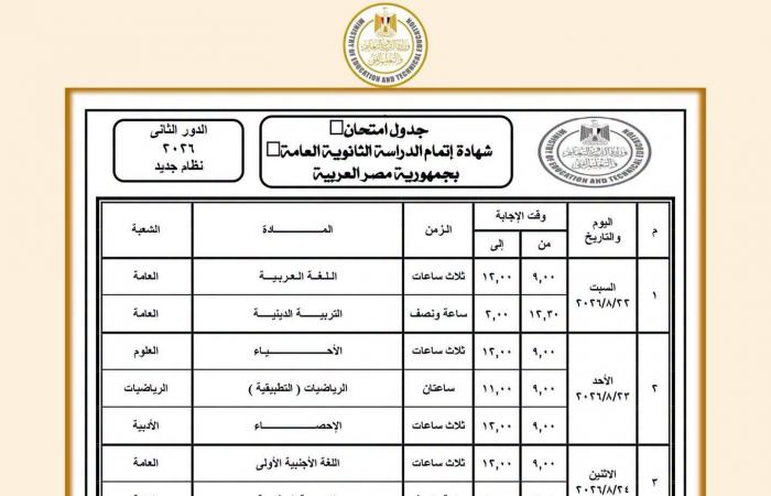 بالبلدي : انطلقت
      اليوم..
      جدول
      امتحانات
      الدور
      الثاني
      للثانوية
      العامة
      2026