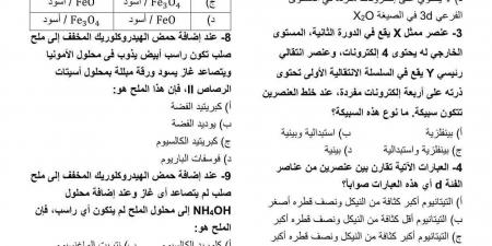 بالبلدي: 44
سؤالا
بالاجابات
في
الكيمياء
تضمن
لك
التفوق
الثانوية
العامة